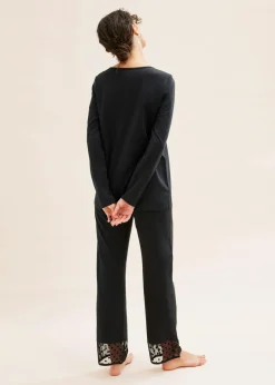 Damen bonprix Wäsche·Basics|Wäsche·Nachtwäsche|Pyjama mit zartem Mesh