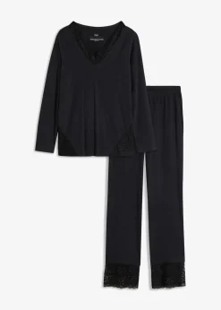 Damen bonprix Wäsche·Nachtwäsche|Nachtwäsche|Pyjama mit zarter Spitze