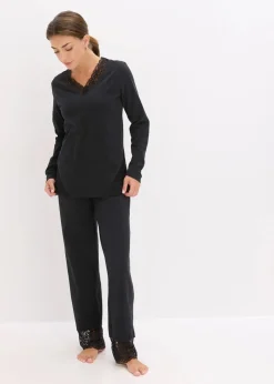 Damen bonprix Wäsche·Nachtwäsche|Nachtwäsche|Pyjama mit zarter Spitze