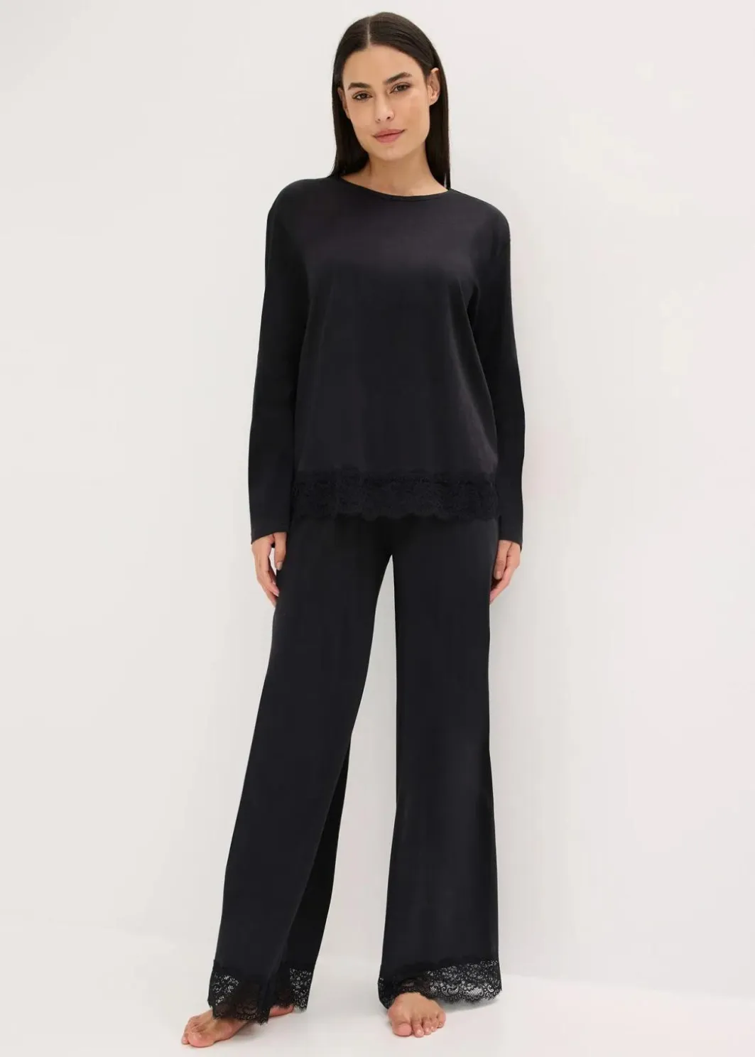 Outlet Pyjama mit zarter Spitze Damen Wäsche·Nachtwäsche|Nachtwäsche