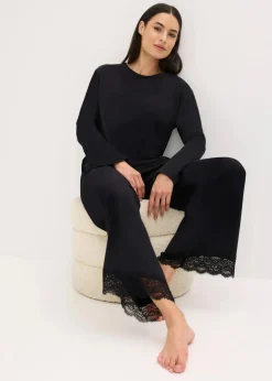 Outlet Pyjama mit zarter Spitze Damen Wäsche·Nachtwäsche|Nachtwäsche