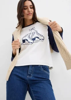 Damen bonprix Shirts & Tops|Nachhaltigere Materialien|Raglanshirt aus reiner Bio-Baumwolle