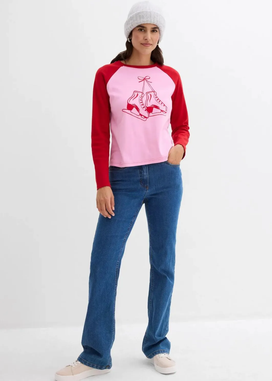 Damen bonprix Nachhaltigere Materialien|Shirts & Tops|Raglanshirt aus reiner Bio-Baumwolle