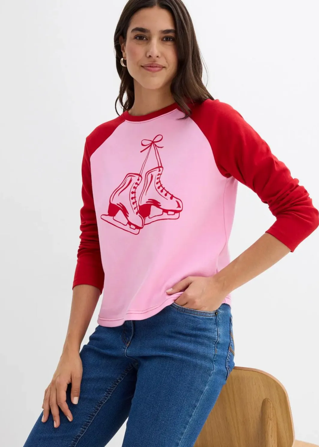 Damen bonprix Nachhaltigere Materialien|Shirts & Tops|Raglanshirt aus reiner Bio-Baumwolle