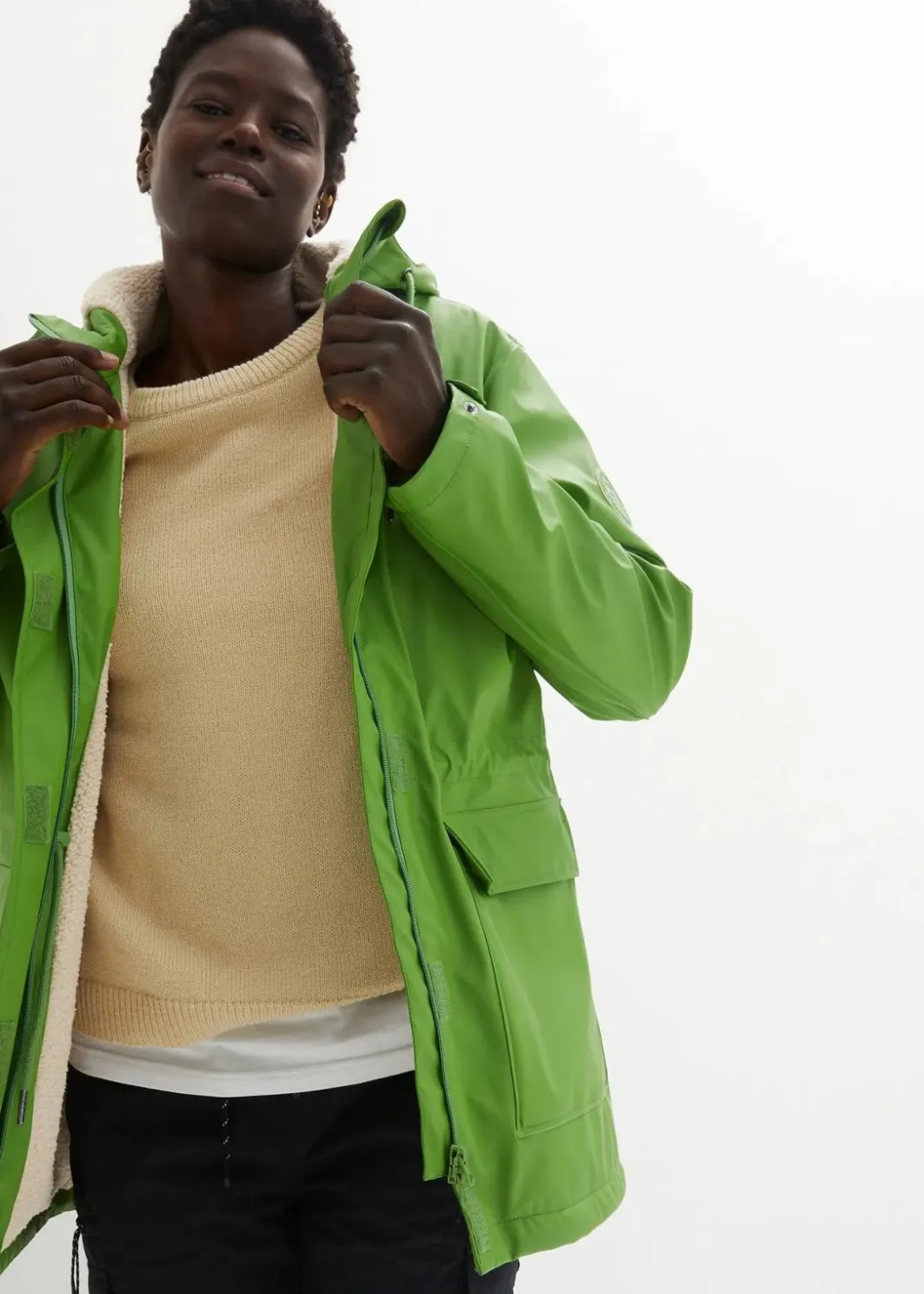 Outlet Regenjacke mit Teddyfutter Damen Jacken & Mäntel|Bekleidung·Hosen