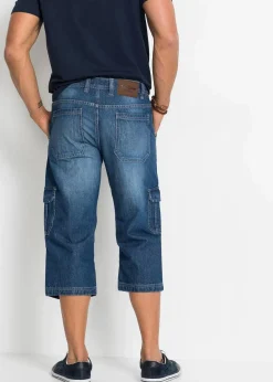 Herren bonprix Jeans|Große Größen|Regular Fit 3/4 Stretch-Cargojeans, Straight