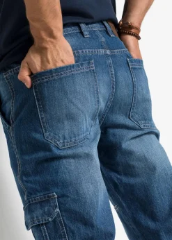 Herren bonprix Jeans|Große Größen|Regular Fit 3/4 Stretch-Cargojeans, Straight