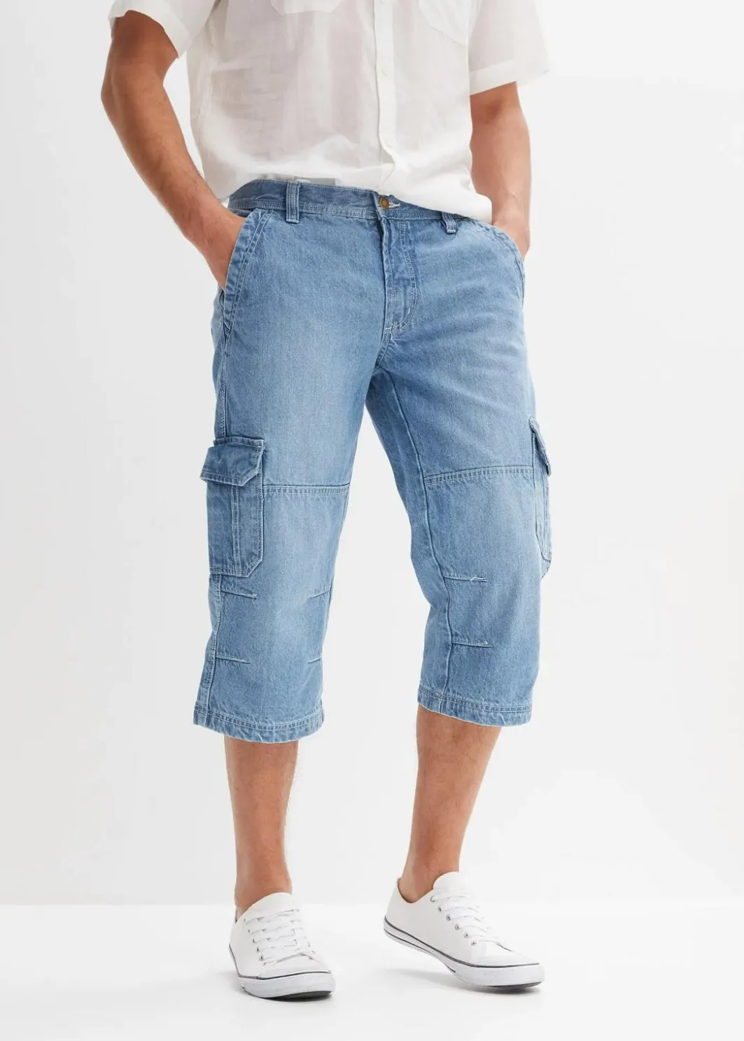 Best Regular Fit 3/4 Stretch-Cargojeans, Straight Herren Große Größen|Jeans