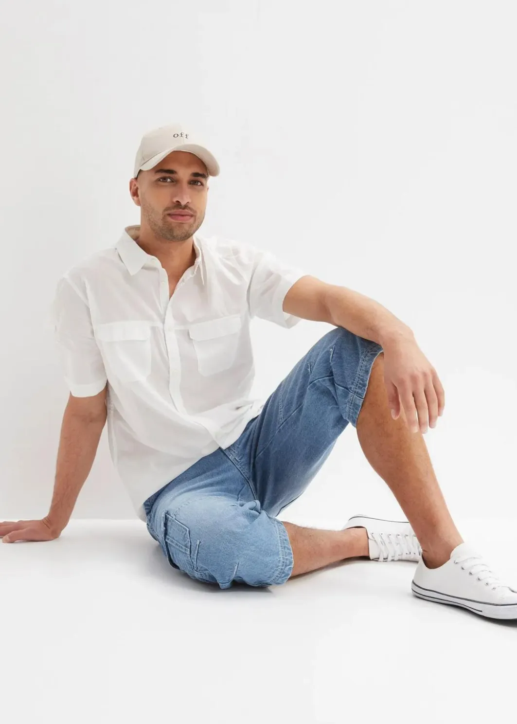 Best Regular Fit 3/4 Stretch-Cargojeans, Straight Herren Große Größen|Jeans