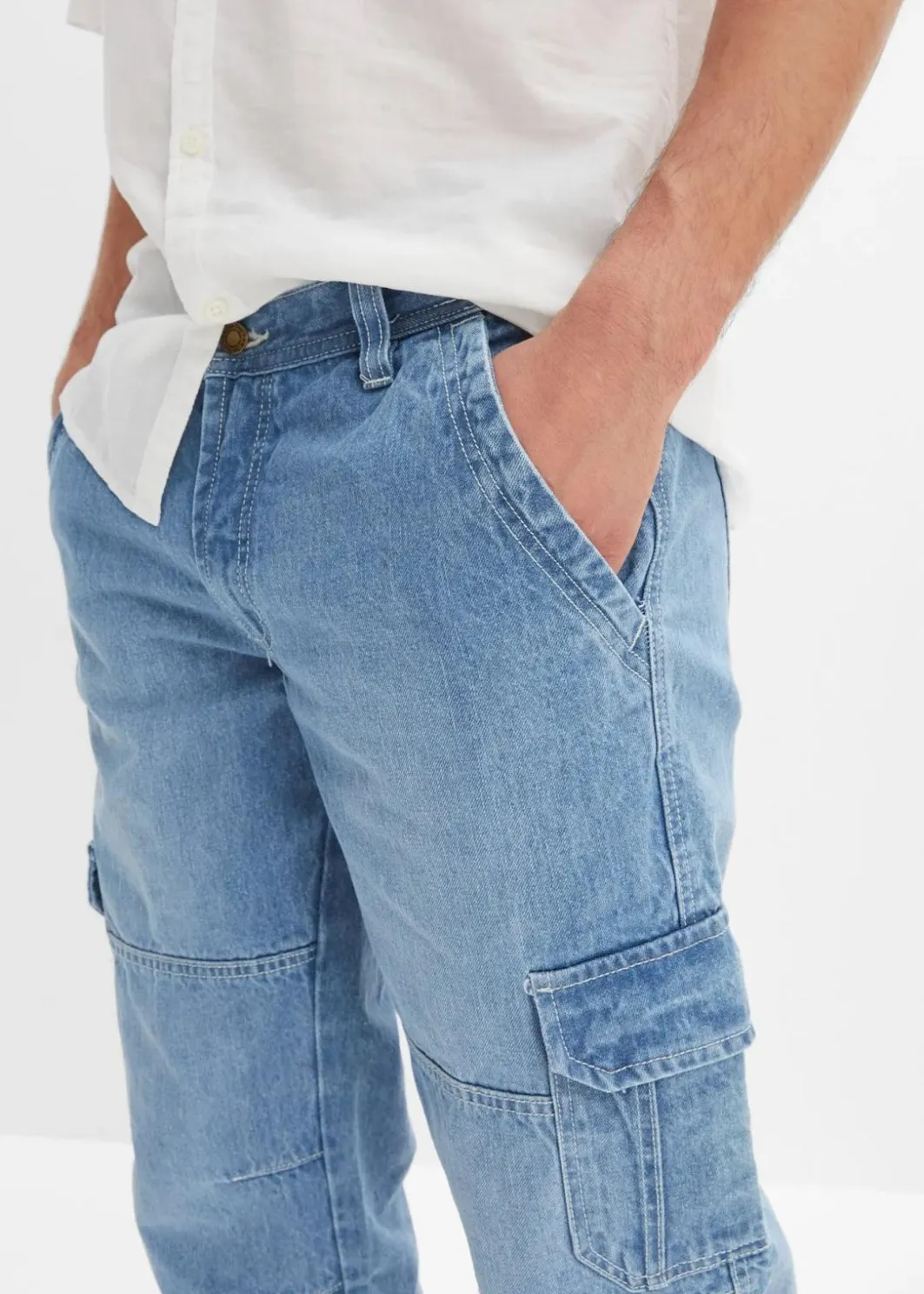 Best Regular Fit 3/4 Stretch-Cargojeans, Straight Herren Große Größen|Jeans