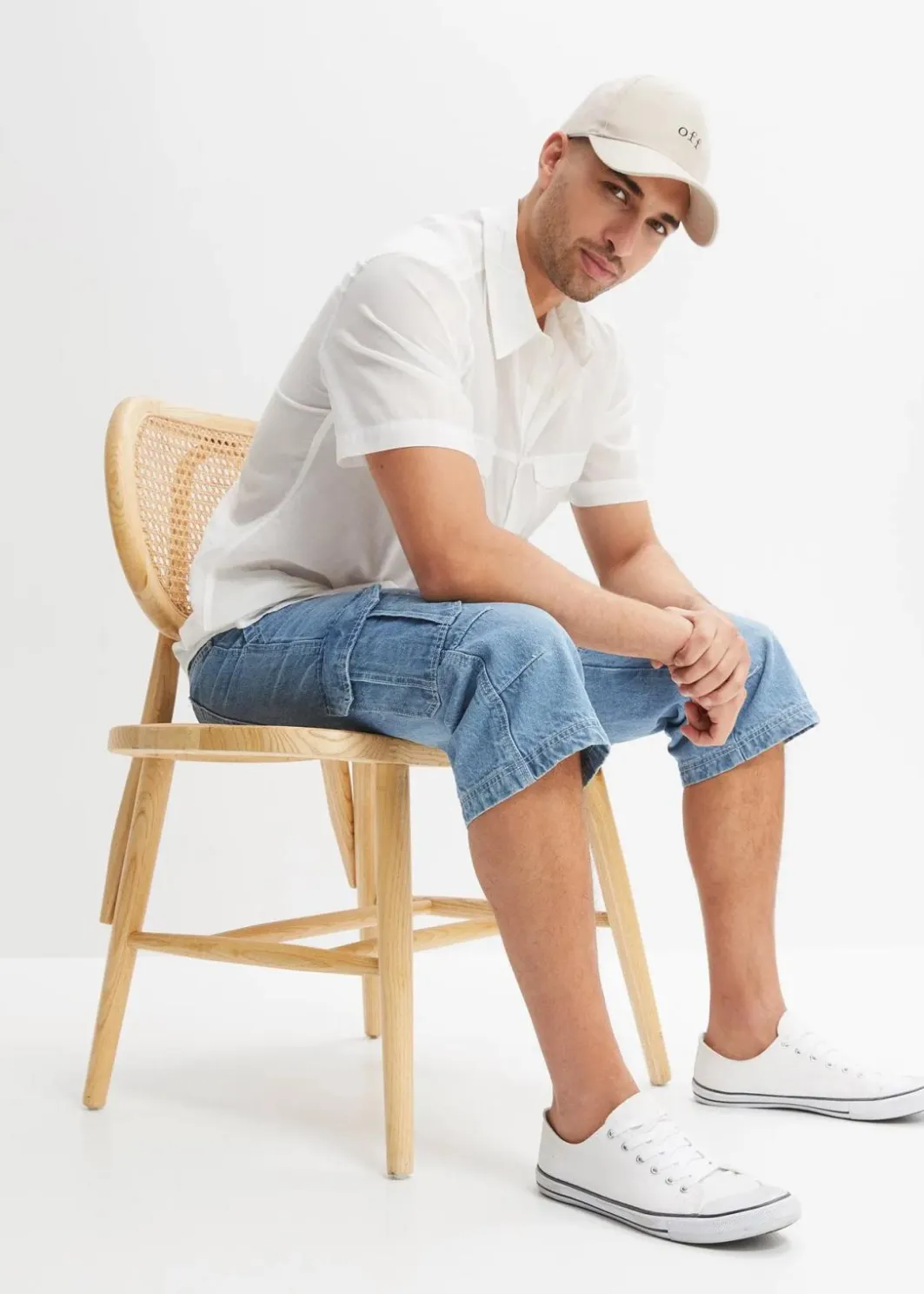 Best Regular Fit 3/4 Stretch-Cargojeans, Straight Herren Große Größen|Jeans