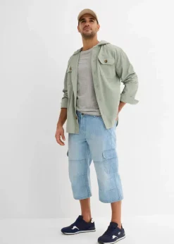 Herren bonprix Jeans|Große Größen|Regular Fit 3/4 Stretch-Cargojeans, Straight