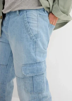 Herren bonprix Jeans|Große Größen|Regular Fit 3/4 Stretch-Cargojeans, Straight