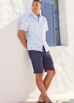 Best Regular Fit Bermuda aus luftigem Leinen-Mix Herren Hosen|Shorts