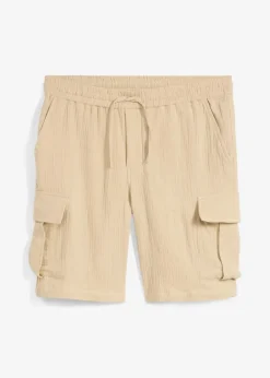 Regular Fit Bermuda aus luftigem Musselin Herren Große Größen|Shorts