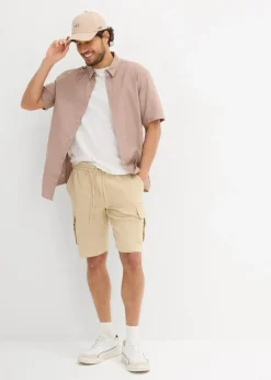 Regular Fit Bermuda aus luftigem Musselin Herren Große Größen|Shorts