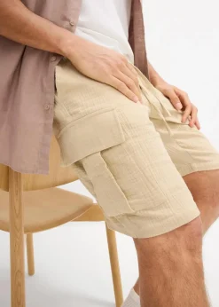 Regular Fit Bermuda aus luftigem Musselin Herren Große Größen|Shorts