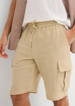 Regular Fit Bermuda aus luftigem Musselin Herren Große Größen|Shorts