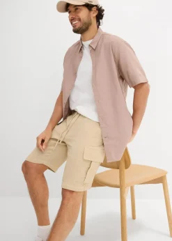 Regular Fit Bermuda aus luftigem Musselin Herren Große Größen|Shorts
