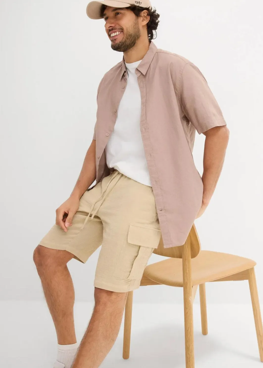 Regular Fit Bermuda aus luftigem Musselin Herren Große Größen|Shorts