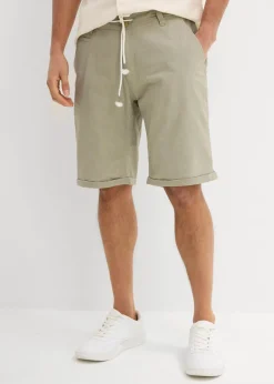 Clearance Regular Fit Bermuda aus luftigem Leinen-Mix Herren Große Größen|Shorts
