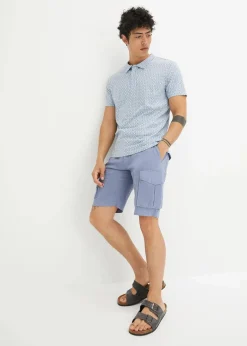 Clearance Regular Fit Cargo-Bermuda mit Gürtel aus luftigem Leinen-Mix Herren Hosen|Basics