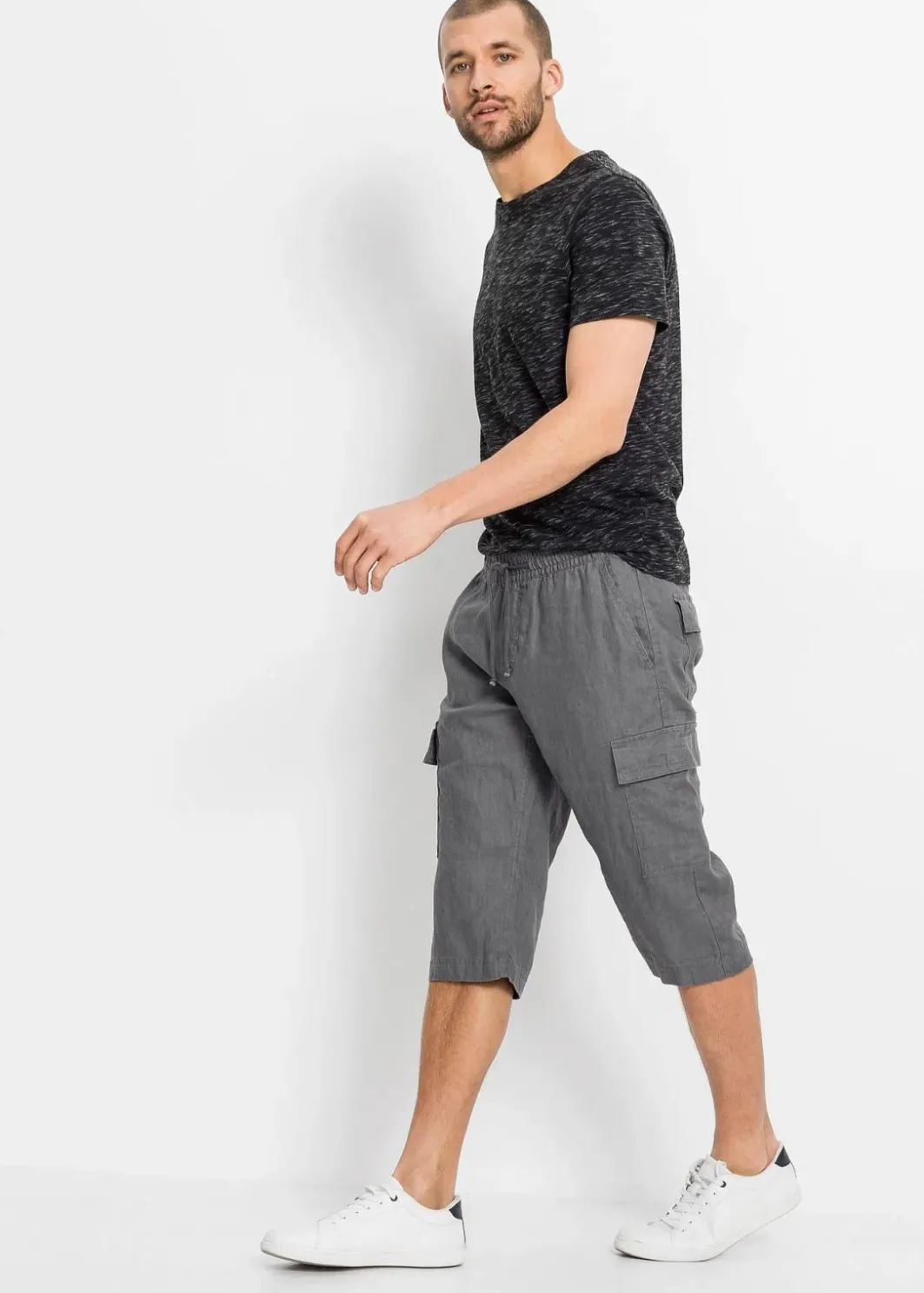 Regular Fit Cargo-Bermuda aus luftigem Leinen-Mix Herren Große Größen|Shorts