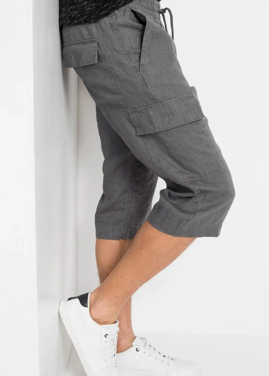 Regular Fit Cargo-Bermuda aus luftigem Leinen-Mix Herren Große Größen|Shorts