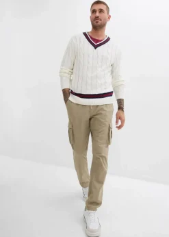 Herren bonprix Hosen|Basics|Regular Fit Cargohose aus reiner Baumwolle, Straight