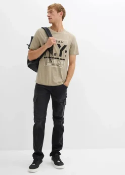 Herren bonprix Große Größen|Sweat|Regular Fit Cargo-Jeans-Jogger mit Komfortbund, Straight