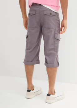 Herren bonprix Hosen|Shorts|Regular Fit Cargo-Long-Bermuda aus luftigem Leinen-Mix
