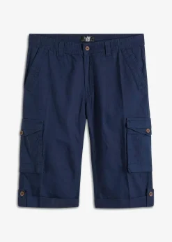 Regular Fit Cargo-Long-Bermuda aus luftigem Leinen-Mix Herren Große Größen|Shorts