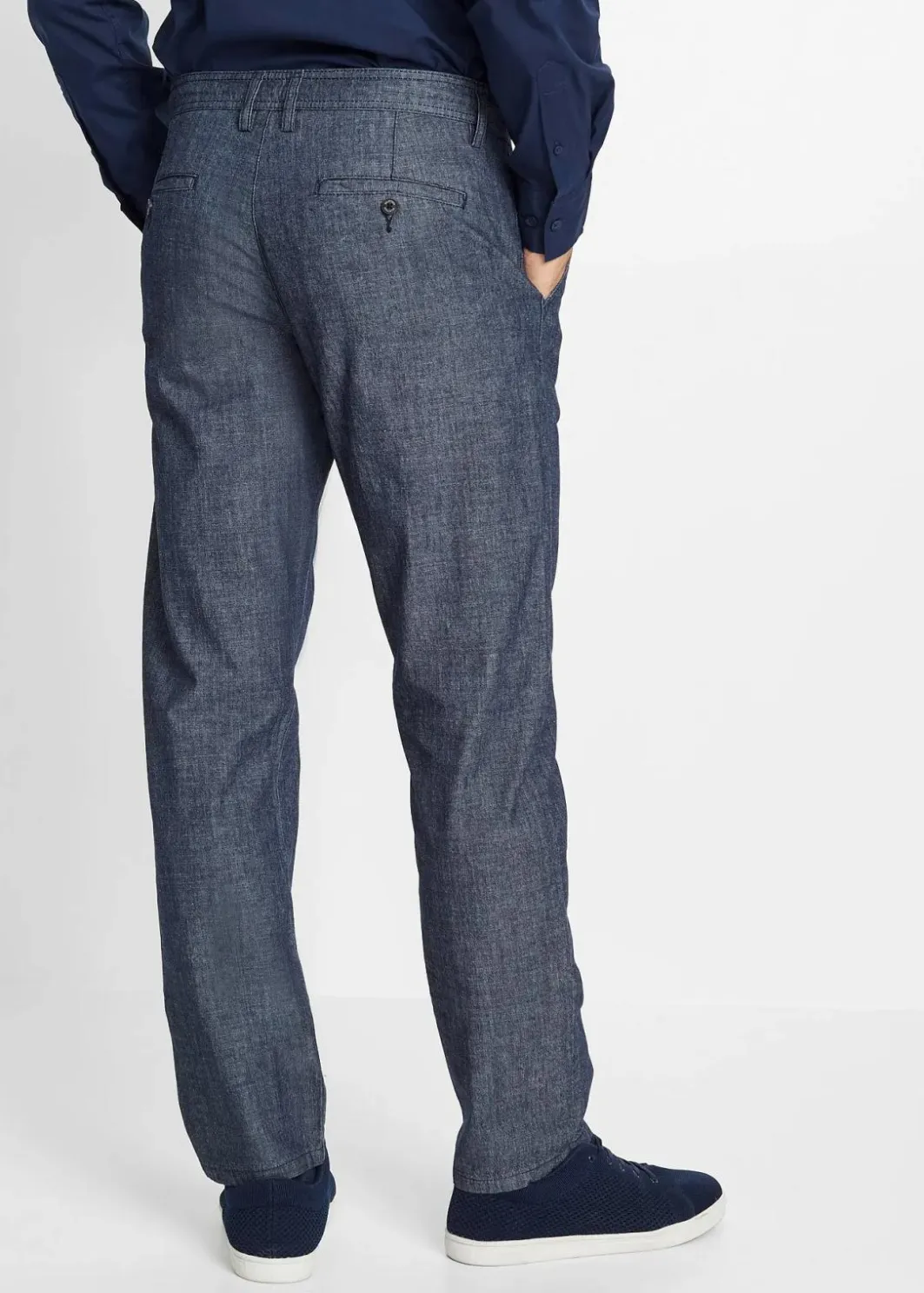 Herren bonprix Große Größen|Hosen|Regular Fit Chambray-Chinohose aus reiner Baumwolle, Straight