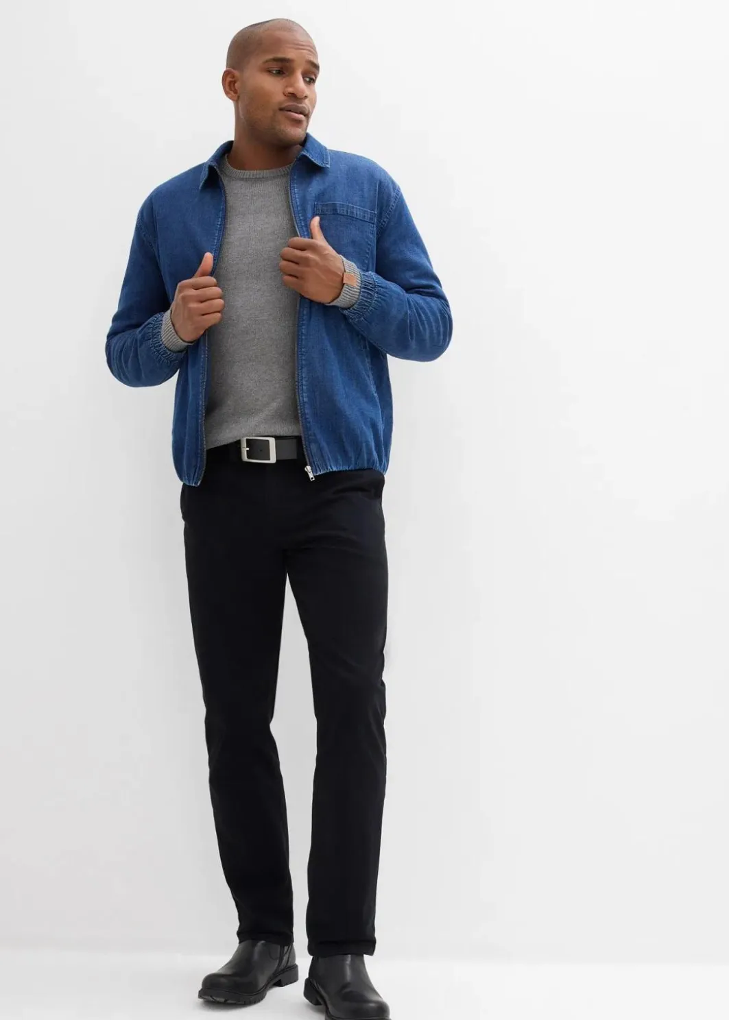 Herren bonprix Große Größen|Basics|Regular Fit Chinohose aus reiner Baumwolle, Straight