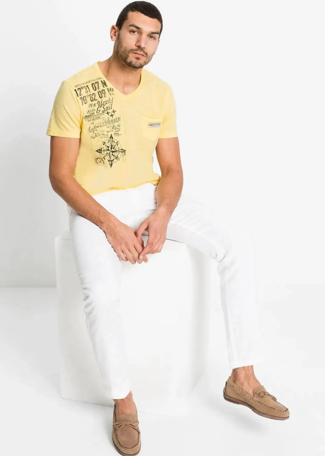 Herren bonprix Große Größen|Hosen|Regular Fit Chinohose aus reinem Leinen, Straight