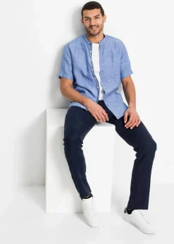 Herren bonprix Hosen|Große Größen|Regular Fit Chinohose aus reinem Leinen, Straight