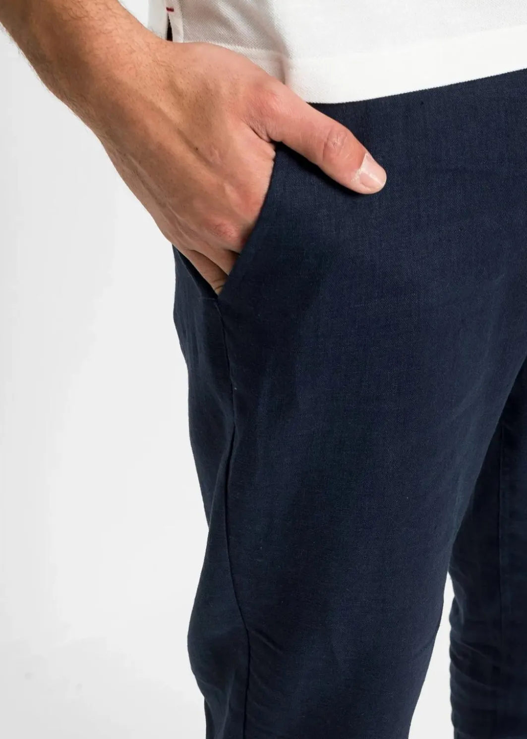 Herren bonprix Hosen|Große Größen|Regular Fit Chinohose aus reinem Leinen, Straight