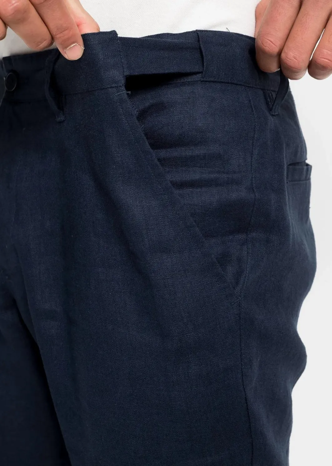 Herren bonprix Hosen|Große Größen|Regular Fit Chinohose aus reinem Leinen, Straight