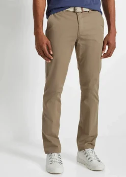 Herren bonprix Große Größen|Basics|Regular Fit Chinohose mit Komfortbund und Gürtel, Straight