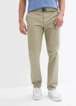 Hot Regular Fit Chinohose mit Komfortbund und Gürtel, Straight Herren Hosen|Große Größen