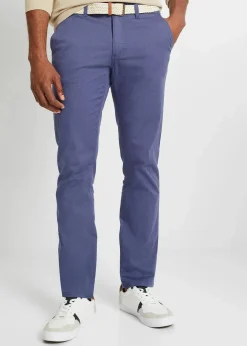 Sale Regular Fit Chinohose mit Komfortbund und Gürtel, Straight Herren Hosen|Basics