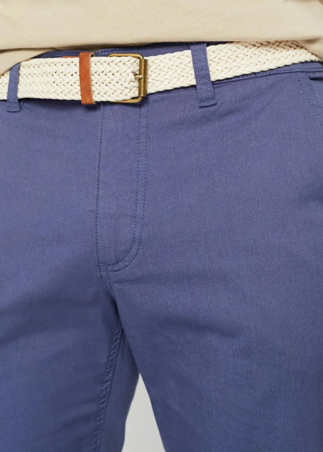 Sale Regular Fit Chinohose mit Komfortbund und Gürtel, Straight Herren Hosen|Basics