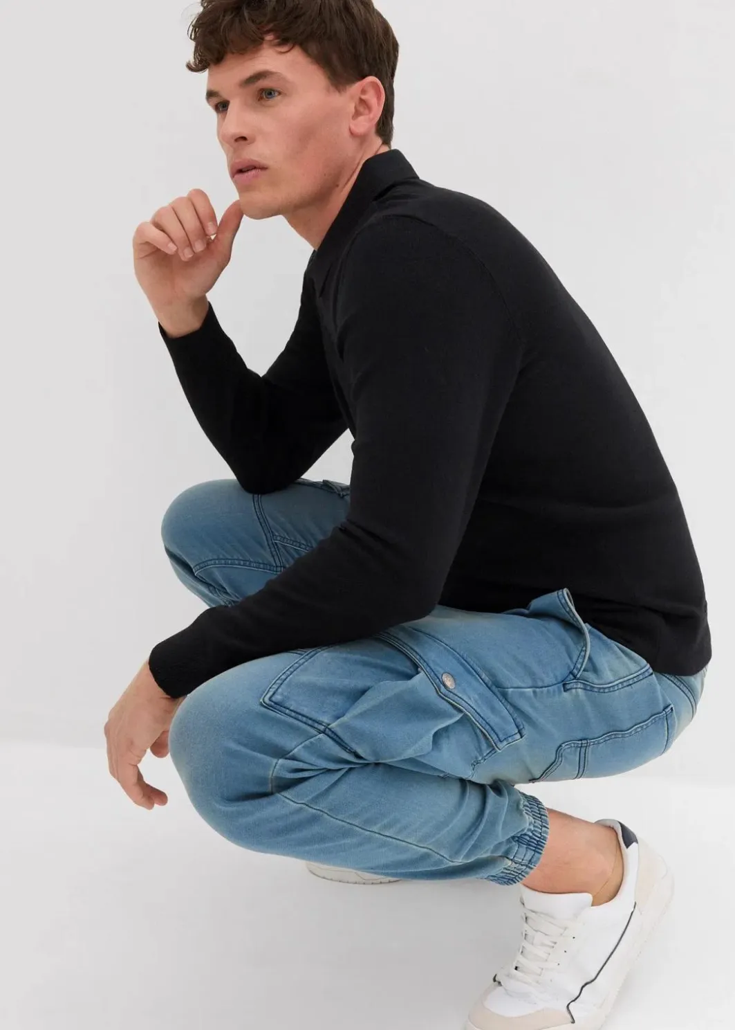 Herren bonprix Jeans|Sweat|Regular Fit Jeans-Jogger mit Komfortbund, Straight