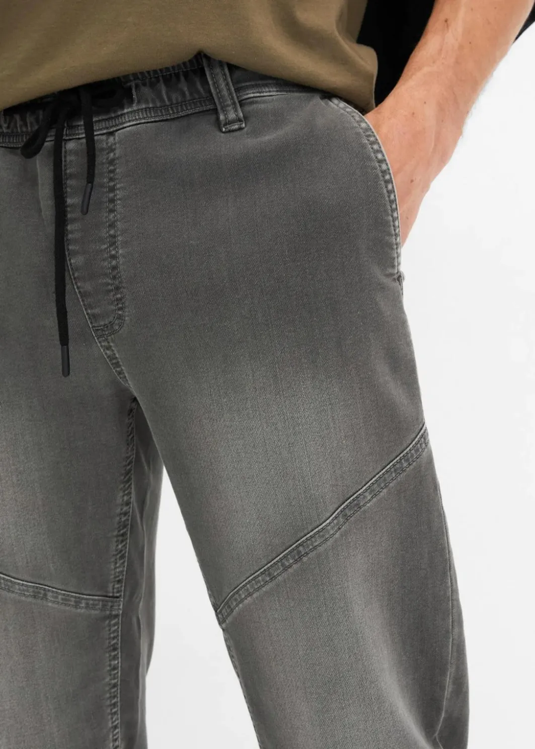 Herren bonprix Große Größen|Jeans|Regular Fit Jeans-Jogger mit Komfortbund, Straight