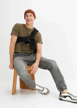 Herren bonprix Große Größen|Jeans|Regular Fit Jeans-Jogger mit Komfortbund, Straight