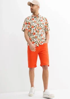 Herren bonprix Große Größen|Shorts|Regular Fit Schlupf-Bermuda aus luftigem Leinen-Mix