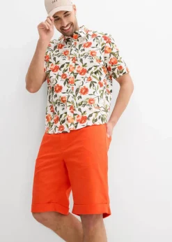 Herren bonprix Große Größen|Shorts|Regular Fit Schlupf-Bermuda aus luftigem Leinen-Mix