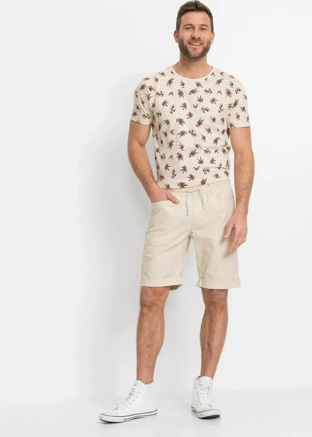 Herren bonprix Hosen|Shorts|Regular Fit Schlupf-Bermuda aus luftigem Leinen-Mix