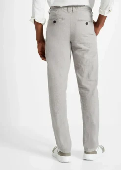 Herren bonprix Große Größen|Hosen|Regular Fit Schlupf-Chinohose mit Leinen, Straight