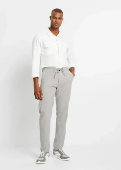 Herren bonprix Große Größen|Hosen|Regular Fit Schlupf-Chinohose mit Leinen, Straight